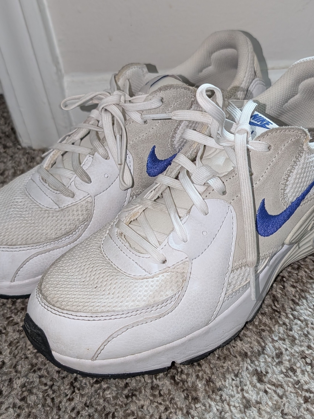 Nike Cream and Blue Athletic Sneakers